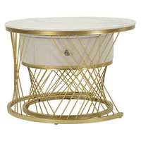 Kép 8/10 - Votix dohányasztal 2dbos szett krémszín/arany ø 70x48-50x43,5 cm
