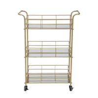 Kép 5/11 - Zsúrkocsi 3 tükrös polccal arany 60x30.5x80 cm 1