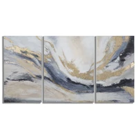 Kép 1/6 - 3 részes absztrakt festmény kék/arany 150x80 cm