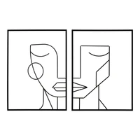 Kép 1/7 - Absztrakt arc fali dekoráció szett fekete 60x1x80 cm