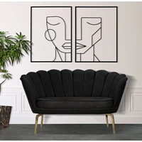 Kép 7/7 - Absztrakt arc fali dekoráció szett fekete 60x1x80 cm 5