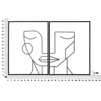 Kép 6/7 - Absztrakt arc fali dekoráció szett fekete 60x1x80 cm 6
