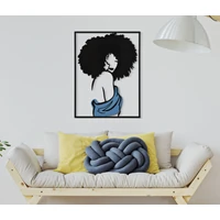 Kép 5/6 - Afef fali dekoráció hölgy oldalról fekete/kék 60x1,3x80 cm 4