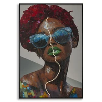 Kép 1/9 - Afro falikép LED fénnyel vászonra nyomtattva kerettel 60X3,5X90 cm