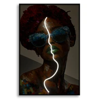Kép 8/9 - Afro falikép LED fénnyel vászonra nyomtattva kerettel 60X3,5X90 cm 4