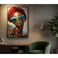 Kép 2/9 - Afro falikép LED fénnyel vászonra nyomtattva kerettel 60X3,5X90 cm 6