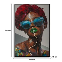 Kép 4/9 - Afro falikép LED fénnyel vászonra nyomtattva kerettel 60X3,5X90 cm 8