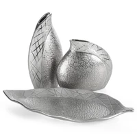 Kép 2/2 - Alira kerámia váza Ezüst 20x8x19 cm 1