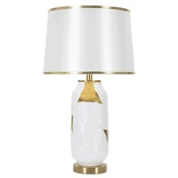 Kép 1/6 - Asztali lámpa levelekkel arany/fehér ø 40x70 cm