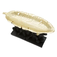 Kép 4/7 - Banán levelet tartó 3 majom figura fekete/arany 43x15,7x20 cm 2