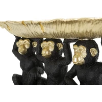Kép 5/7 - Banán levelet tartó 3 majom figura fekete/arany 43x15,7x20 cm 3
