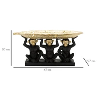 Kép 2/7 - Banán levelet tartó 3 majom figura fekete/arany 43x15,7x20 cm 6