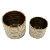 Kép 4/6 - Blom kaspó szett fehér/arany ø 23x22-18x17,5 cm