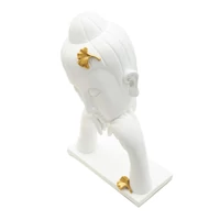 Kép 6/7 - Buddha női szobor ginko levelekkel fehér/arany 21,5x13x36 cm 4