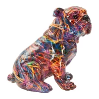 Kép 2/8 - Bull dog figura pszichedelikus többszínű 21,5X15,5X21 cm 1