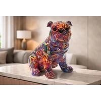 Kép 7/8 - Bull dog figura pszichedelikus többszínű 21,5X15,5X21 cm 6
