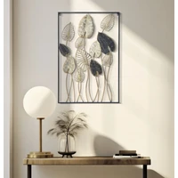 Kép 7/7 - Centruy fali dekoráció levelkből -b- fekete/arany 66x4,5x100 cm 5