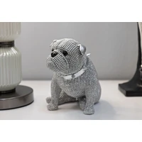 Kép 5/6 - Csillogó kutya figura ezüst 17x11x14 cm 4