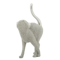 Kép 2/6 - Csillogó macska figura ezüst 17,5x9x26 cm 1