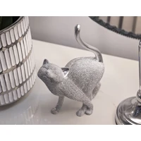 Kép 5/6 - Csillogó macska figura ezüst 17,5x9x26 cm 4