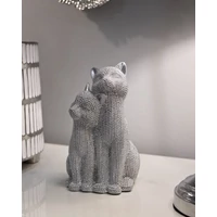Kép 5/6 - Csillogó macska pár ezüst 13x10x21 cm 4