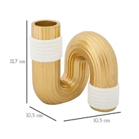 Kép 5/5 - Cső váza arany/fehér 10,5x10,5x12,7 cm 4