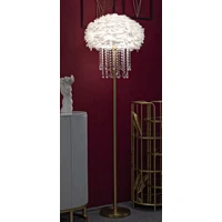 Kép 5/6 - Diamond állólámpa tollal és kristályokkal fehér/arany ø 40x165 cm