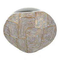Kép 3/7 - Eclips gyanta váza geometria mintával arany/fehér 36x11x34,5 cm 1