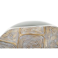 Kép 6/7 - Eclips gyanta váza geometria mintával arany/fehér 36x11x34,5 cm 4