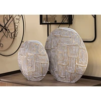 Kép 7/7 - Eclips gyanta váza geometria mintával arany/fehér 36x11x34,5 cm 5