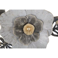 Kép 2/6 - Edy fali dekoráció virágok levelekkel -b- szürke/arany 74.9x7x47.6 cm 1