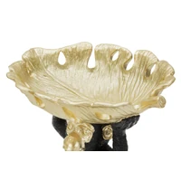 Kép 5/7 - Egzotikus levelet tartó majom figura fekete/arany 25,2x21x24 cm 3