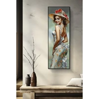Kép 7/7 - Elegáns hölgy lakkozott festmény kerettel -b- 52x4,5x152 cm 5