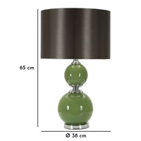 Kép 6/6 - Eva asztali lámpa bársony búrával zöld/szürke ø 38x65 cm