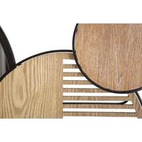 Kép 4/6 - Fa fali tükör kerek barna 123,2x4,4x63,5 cm 3