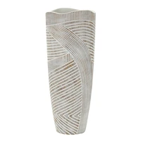 Kép 1/8 - Fa gyanta váza törtfehér ø 18x45 cm