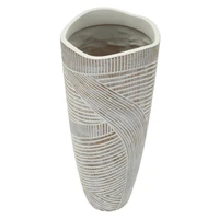 Kép 2/8 - Fa gyanta váza törtfehér ø 18x45 cm
