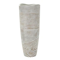 Kép 3/8 - Fa gyanta váza törtfehér ø 18x45 cm