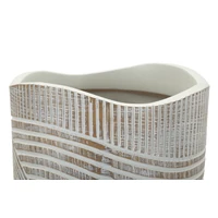 Kép 4/8 - Fa gyanta váza törtfehér ø 18x45 cm