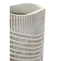 Kép 6/8 - Fa gyanta váza törtfehér ø 18x45 cm