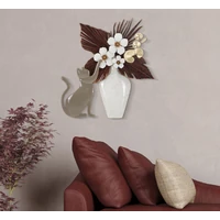 Kép 5/6 - Fali dekoráció macska vázávalszürke/fehér/barna 54,6x8,9x59,7 cm 4