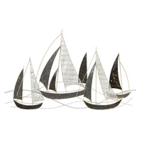 Kép 1/6 - Fali dekoráció vitorlás hajó ezüst/fekete/arany 91x2,5x55,9 cm