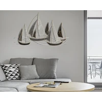 Kép 5/6 - Fali dekoráció vitorlás hajó ezüst/fekete/arany 91x2,5x55,9 cm 4