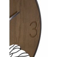 Kép 3/6 - Falióra fa és levél mintás fekete/barna ø 60x2 cm