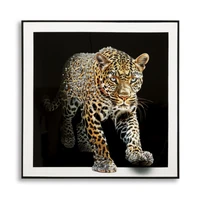 Kép 1/7 - Festmény lakkozott jaguár csillogó kövekkel kerettel -a- 82x4x82 cm