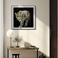 Kép 5/6 - Festmény lakkozott jaguár csillogó kövekkel kerettel -b- 82x4x82 cm 4
