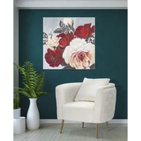 Kép 5/6 - Festmény pünkösdi rózsákkal fehér/piros 90x3,7x90 cm 4