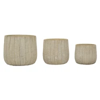 Kép 4/8 - Flake kaspó szett 3 db krémszín 30,5x27-25x22,2-19,5x18 cm 1