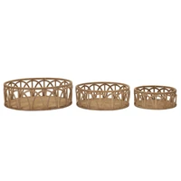 Kép 1/6 - Fuji rattan kosár 3db-os szett barna ø 50x16-40x14-30x12 cm