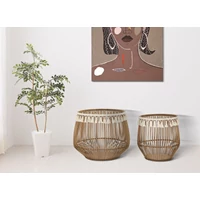 Kép 5/6 - Fuji virágtartó kosár 2db-os szett barna ø 47x39,5-34x36,5 cm